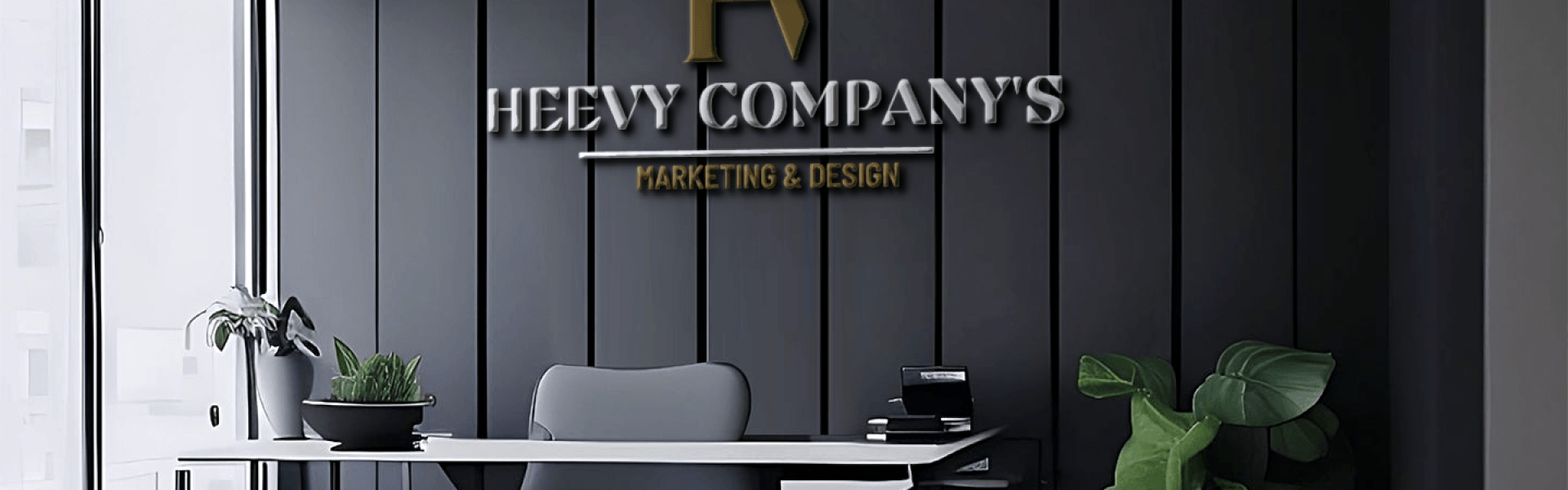 3D logo mockup on black wall office room